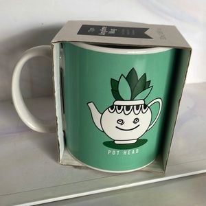 Pot head plant mug teal green stone ware stoneware typo anytime coffee cup 10oz